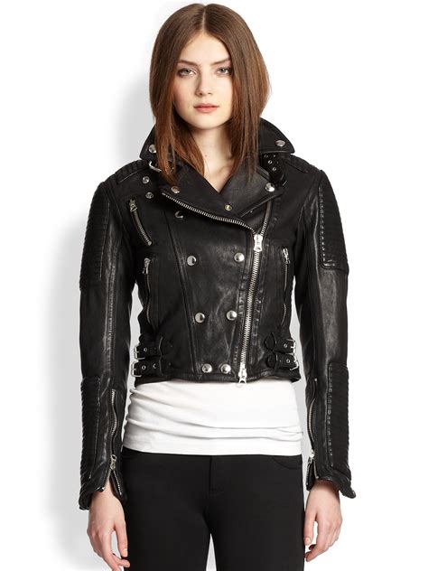 women's burberry leather jacket